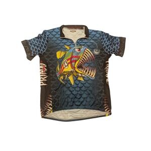 Primal Wear Cycling Jersey XL – Fishious Cycle Piranha‎ Graphic Coolmax USA Made